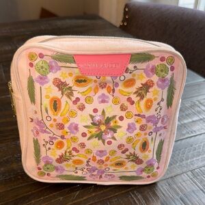 Estee Lauder Floral Canvas Cosmetic Bag - Pink and Green